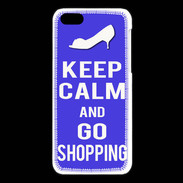 Coque iPhone 5C Keep Calm Go Shopping Bleu