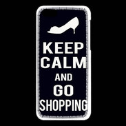 Coque iPhone 5C Keep Calm Go Shopping Noir