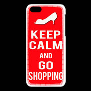 Coque iPhone 5C Keep Calm Go Shopping Rouge