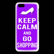 Coque iPhone 5C Keep Calm Go Shopping Violet