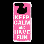 Coque iPhone 5C Keep Calm Have fun Rose
