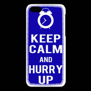 Coque iPhone 5C Keep Calm Hurry up Bleu