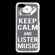 Coque iPhone 5C Keep Calm Listen music Gris