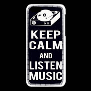 Coque iPhone 5C Keep Calm Listen music Noir