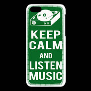 Coque iPhone 5C Keep Calm Listen music Vert