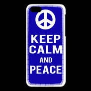 Coque iPhone 5C Keep Calm Peace Bleu
