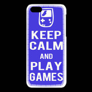 Coque iPhone 5C Keep Calm Play games Bleu