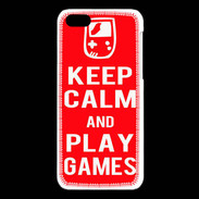 Coque iPhone 5C Keep Calm Play games Rouge