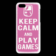 Coque iPhone 5C Keep Calm Play games Rose