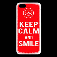 Coque iPhone 5C Keep Calm Smile Rouge