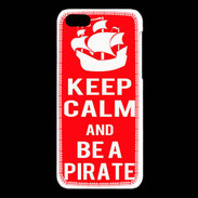 Coque iPhone 5C Keep Calm Be a Pirate Rouge
