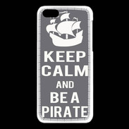 Coque iPhone 5C Keep Calm Be a Pirate Gris