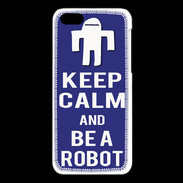 Coque iPhone 5C Keep Calm Be a Robot Bleu