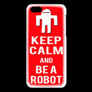 Coque iPhone 5C Keep Calm Be a Robot Rouge