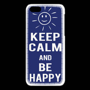Coque iPhone 5C Keep Calm Be Happy Bleu