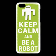 Coque iPhone 5C Keep Calm Be a Robot Vert pomme