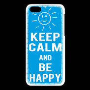 Coque iPhone 5C Keep Calm Be Happy Cyan
