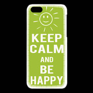 Coque iPhone 5C Keep Calm Be Happy Vert pomme
