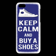 Coque iPhone 5C Keep Calm Buy Shoes Bleu