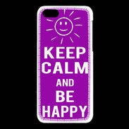 Coque iPhone 5C Keep Calm Be Happy Violet