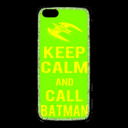Coque iPhone 5C Keep Calm Call Batman Vert pomme