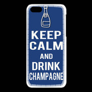 Coque iPhone 5C Keep Calm Drink Champagne Bleu