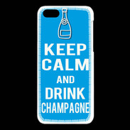Coque iPhone 5C Keep Calm Drink champagne Cyan