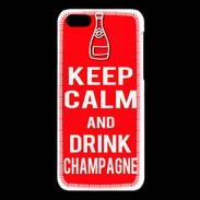 Coque iPhone 5C Keep Calm Drink champagne Rouge
