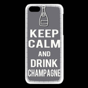 Coque iPhone 5C Keep Calm Drink champagne Gris