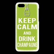 Coque iPhone 5C Keep Calm Drink champagne Vert pomme