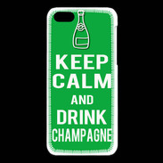 Coque iPhone 5C Keep Calm Drink champagne Vert