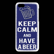 Coque iPhone 5C Keep Calm Have a beer Bleu