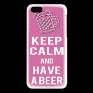 Coque iPhone 5C Keep Calm Have a beer Rose