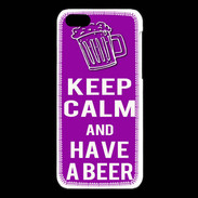 Coque iPhone 5C Keep Calm Have a beer Violet