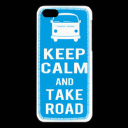 Coque iPhone 5C Keep Calm Take Road Cyan