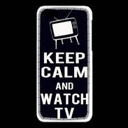 Coque iPhone 5C Keep Calm Watch TV Noir