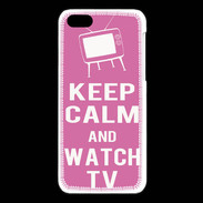 Coque iPhone 5C Keep Calm Watch TV Rose