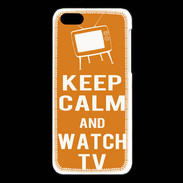 Coque iPhone 5C Keep Calm Watch TV Orange