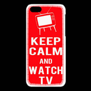 Coque iPhone 5C Keep Calm Watch TV Rouge