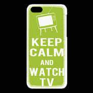 Coque iPhone 5C Keep Calm Watch TV Vert pomme