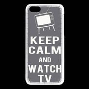 Coque iPhone 5C Keep Calm Watch TV Gris