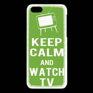 Coque iPhone 5C Keep Calm Watch TV Vert