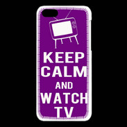 Coque iPhone 5C Keep Calm Watch TV Violet
