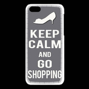 Coque iPhone 5C Keep Calm go shopping Gris