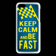 Coque iPhone 5C Keep Calm and Be Fast Bleu