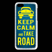 Coque iPhone 5C Keep Calm and Take o road 2 Bleu