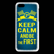 Coque iPhone 5C Keep Calm and Be the First Bleu