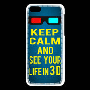 Coque iPhone 5C Keep Calm and See your life 3D Bleu