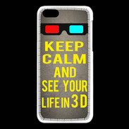 Coque iPhone 5C Keep Calm and See your life 3D Gris