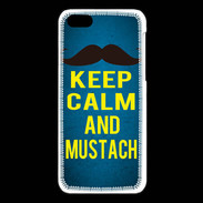 Coque iPhone 5C Keep Calm and Mustach Bleu